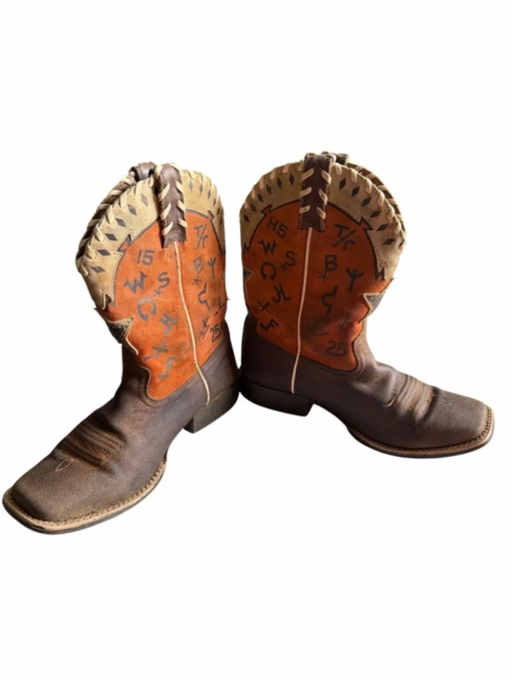 Ariat Kids Heritage Roughstock Western Cowboy Boots Brown Orange Size US 3 EU 34